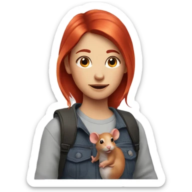 girl with red hair with a rat on her shoulder sticker