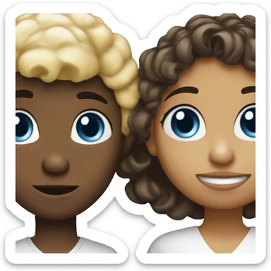 Blonde boy asking Afro Latina girl with blue eyes to get married sticker