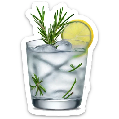 Gin & tonic in glass with rosemary sticker