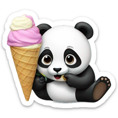 Panda eating ice cream sticker