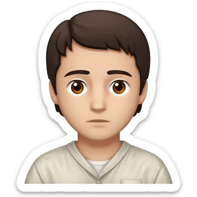 Jack Bolton from Poison with light skin, brown eyes, dark brown hair, ivory inmate outfit  sticker