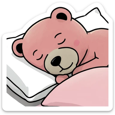 Pink teddy bear sleeping on a pillow  sticker