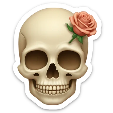 beige skull with rose sticker