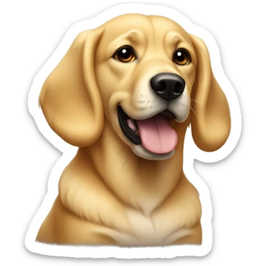 Golden dog sitting with a black dog with up ears sticker