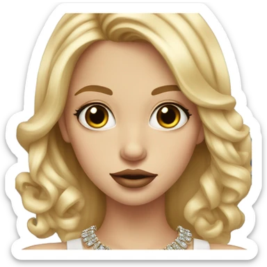 blonde girl with hazel eyes and big lips with jewelry sticker