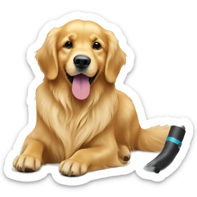 Golden retriever vacuuming sticker