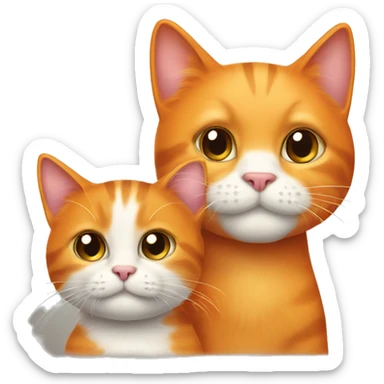 Big orange cat AND small tricolour kitty sticker