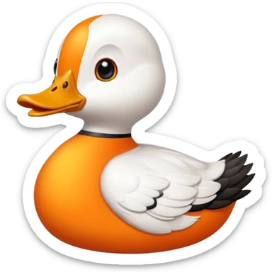 orange whit duck beak and black dot eyes cartoon style sticker