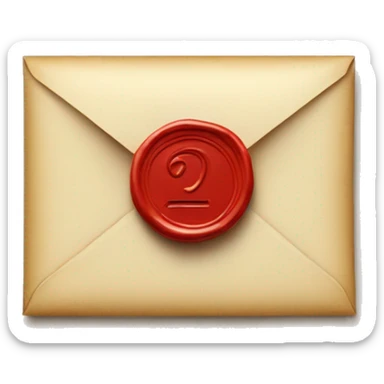 an envelope with a wax seal sticker