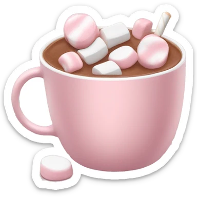 Light Pink mug of hot chocolate with marshmallows  sticker