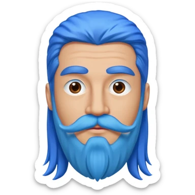 man with very long straight blue hair pink big mustache  sticker