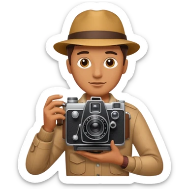 Photographer with vintage film camera,single camera sticker