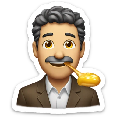 man drooling honey sticker