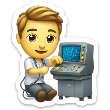 technicien biomédical sur un oscilloscope sticker
