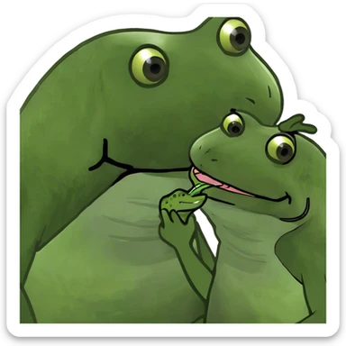 Frog kissing a lizard sticker