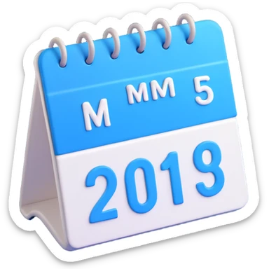 mini calendar icon, 3D style, blue and white, soft shadows sticker