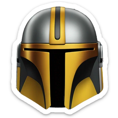 Mandalorian helmet black and yellow sticker