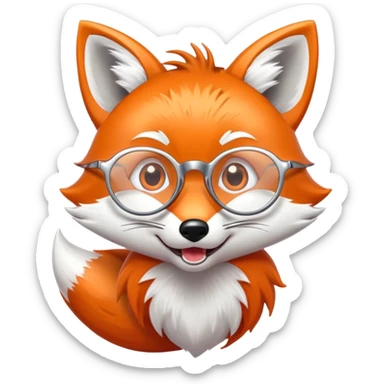 A surprised fox with sparkling fur, a glowing tail, a silver star on its forehead, and round glasses, with wide open mouth and eyes, looking shocked or scared. 🦊😱 sticker