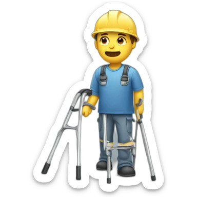 A sad worker on crutches sticker