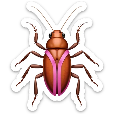 cockroach with pink ribbon pookie sticker