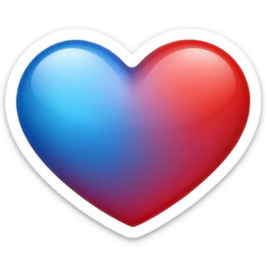 Gradient bleu and red heart sticker