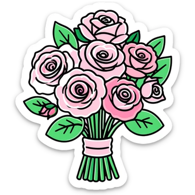 Huge pink flower bouquet with different flowers and pink tones and roses sticker