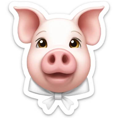 Pig With white bow sticker
