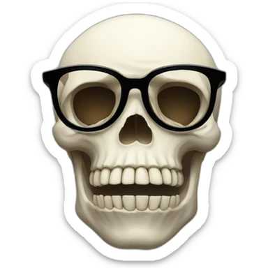Sad skull with glasses sticker