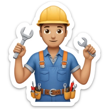 a handyman holding a wrench in this right hand sticker
