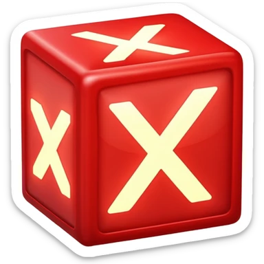 2D thick glowing red square box with glowing red X mark inside sticker