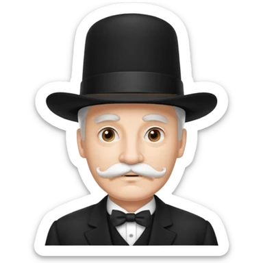 very big white moustachhe and typical 1900 black elegant clothes and hat . politician pose sticker