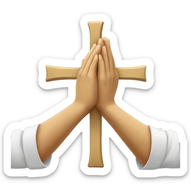 Praying hands with a cross sticker