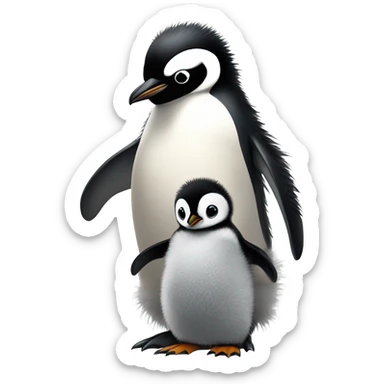 baby penguin with mom penguin  sticker