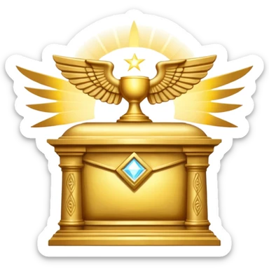 the Ark of the Covenant, ancient sacred chest, gold, rays of light sticker