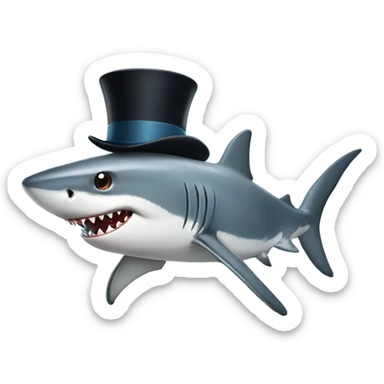 Shark with a top hat sticker