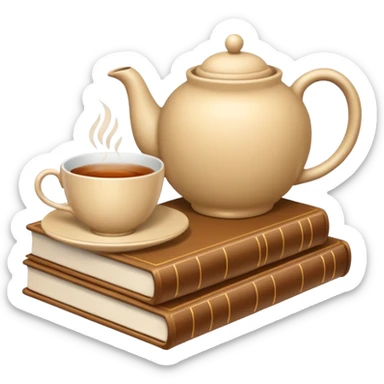 (books + tea) beige sticker