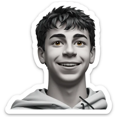 smiling boy in hoodie sticker