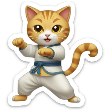cat doing kungfu sticker