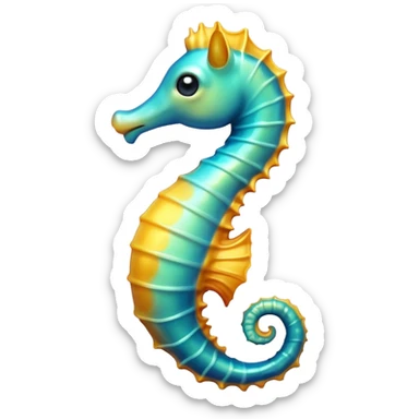 Cinematic Comical Sea Horse Portrait Emoji, Head tilted dramatically with an exaggeratedly amused expression, featuring a delicately curved seahorse with a whimsically coiled tail and wide, comically expressive eyes full of playful disbelief, Simplified yet hilariously expressive features, highly detailed, glowing with a slightly sassy aquatic glow, high shine, dramatic yet playful, stylized with an air of quirky marine mischief, soft glowing outline, capturing the essence of a meme-worthy seahorse that looks ready to drift its way into viral fame! sticker