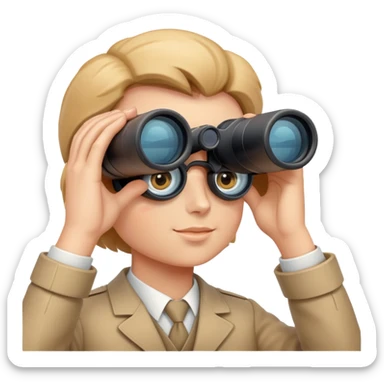 Visionary figure looking at horizon with binoculars, seeing future success sticker