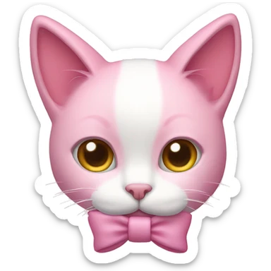 Pink cat with a white bow sticker