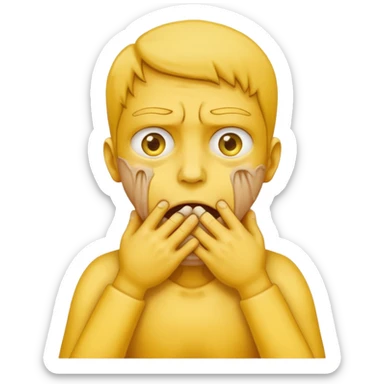 yellow face choking, bulging eyes, hands on throat sticker