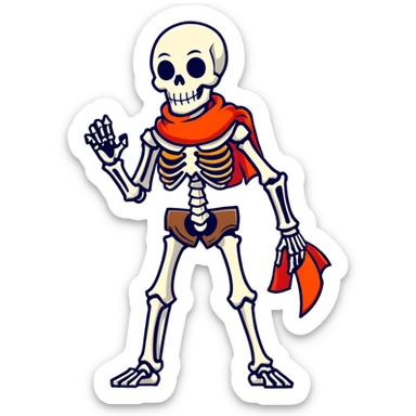 Papyrus from Undertale, tall skeleton with a red scarf, white body armor, orange-red gloves, enthusiastic pose sticker