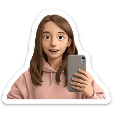 selfie with a brown hoodie sticker