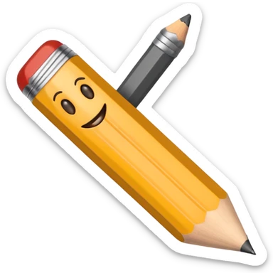 a pencil with a mad smile face and has human feet sticker