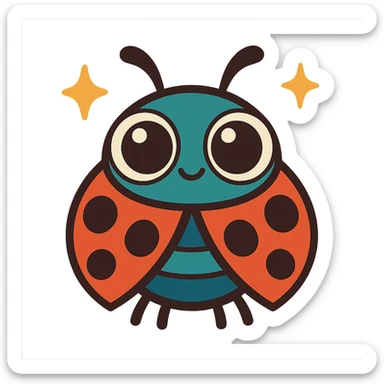adorable bug with big eyes and sparkles sticker