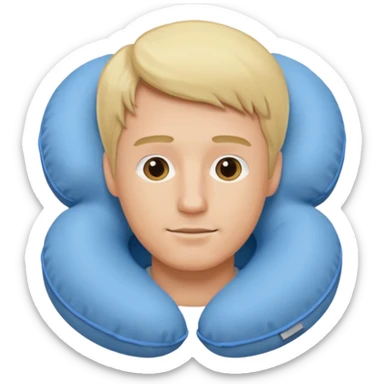 blonde man using travel pillow  sticker
