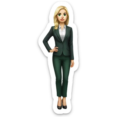 Russian woman 35 years old with green eyes full length in suit photorealistic serious sticker