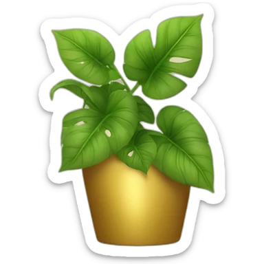 divine plant with big leaves in a golden flower pot sticker