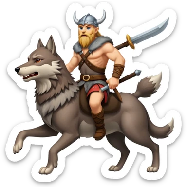 Viking Warrior Riding A Wolf  sticker